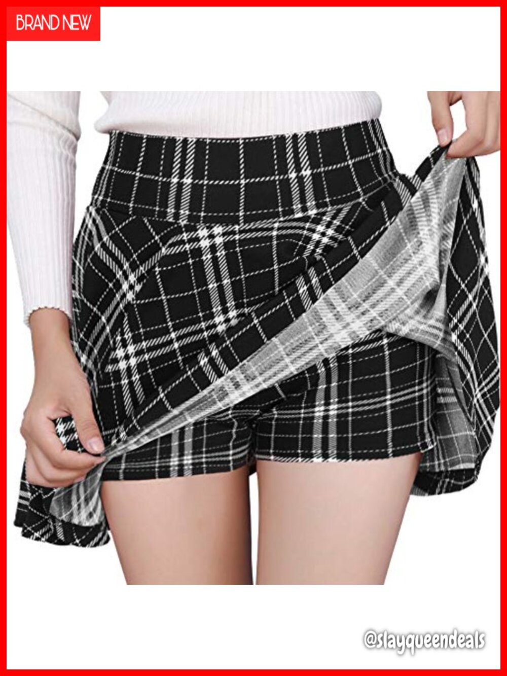 Women's A-Line Skater Mini Skirt with Built-In Shorts Stretch
